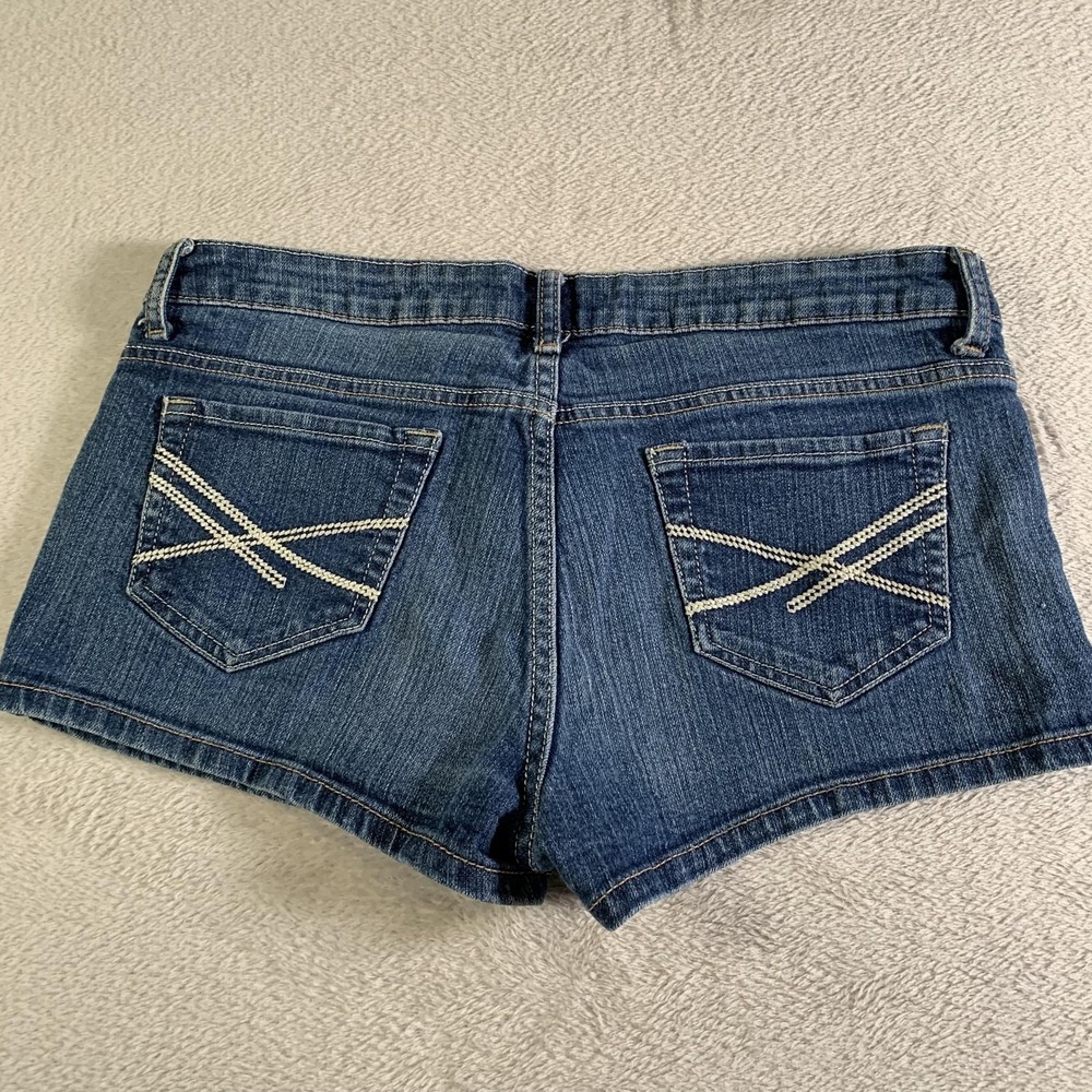 Aeropostale Shorts Juniors 9/10 Blue Denim Hot Pants Stretch Embroidered Casual - Picture 10 of 10